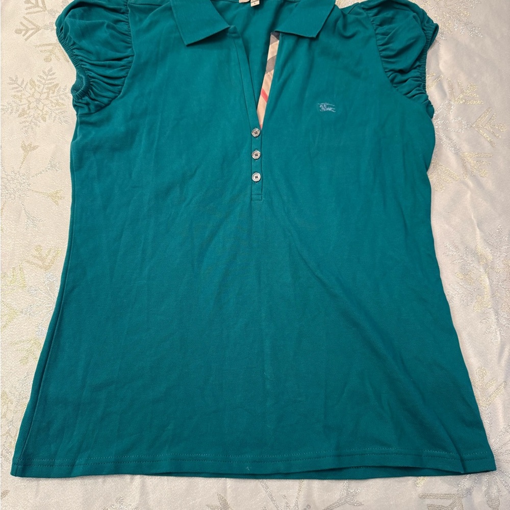 Vintage Burberry Teal Button Down Shirt